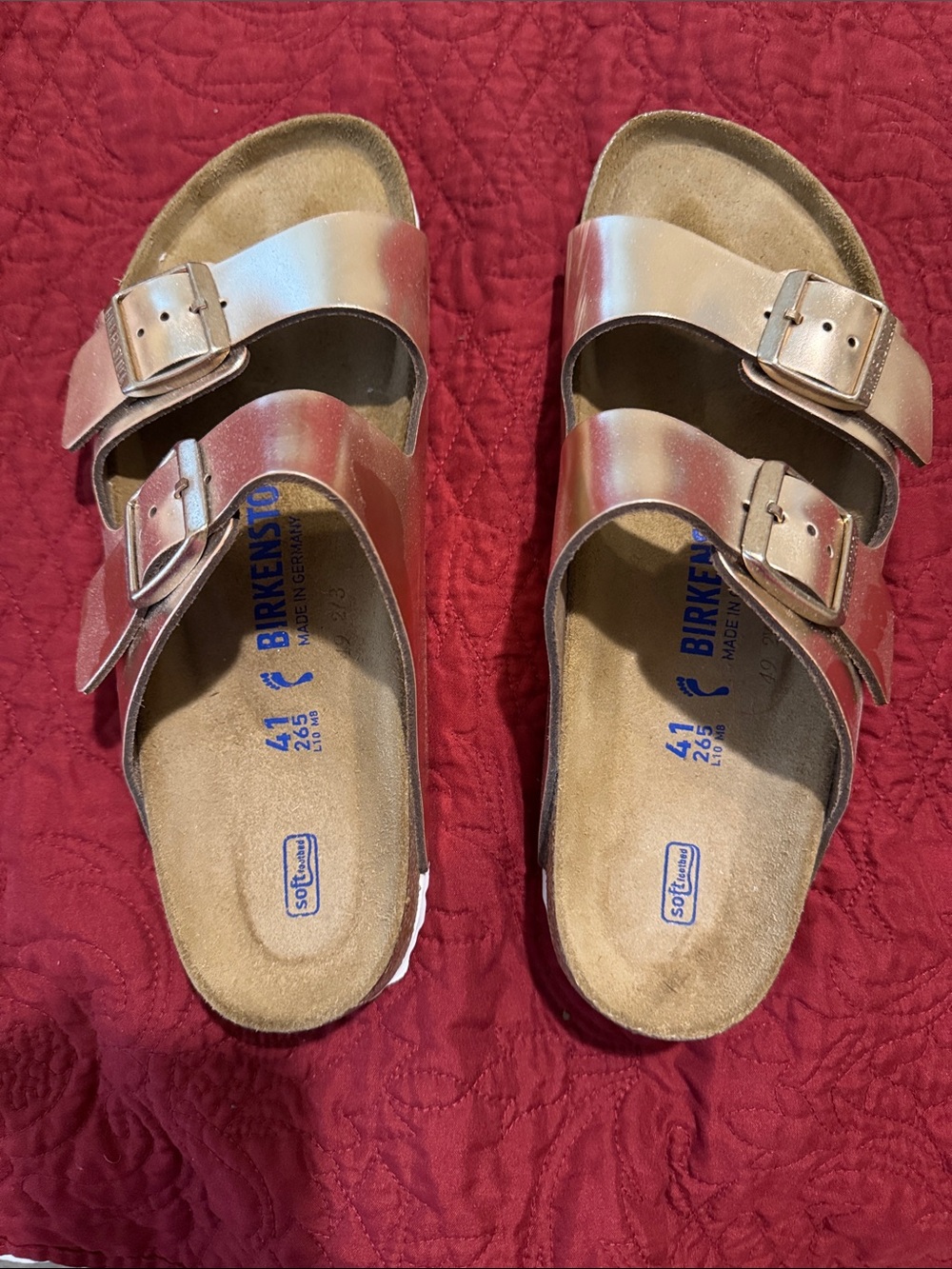 Birkenstock Arizona Two-Strap Sandal in Metallic Rose Gold - Picture 4 of 8